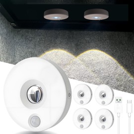 QIRANUI 4 Pack Gun Safe Lights,Motion Activated LED Light for Gun Cabinet,3 Color Temps &Magnetic Gun Safe LED Light Kit with Type-C Port, Wireless LED Puck Lights