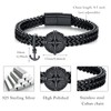 MEDWISE Compass Bracelet for Men Black 925 Sterling Silver Viking