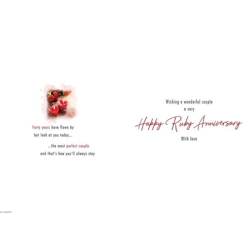 Traditional Annivesary Card Ruby - 9 x 6 inches -