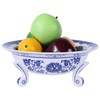 XINGYAN 10in Blue and White Ceramic Fruit Bowl,Chinoiserie Decorative Bowl,Three-Legged