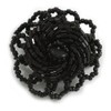 Avalaya 40mm Diameter/Black Glass Bead Daisy Flower Flex Ring/Size M
