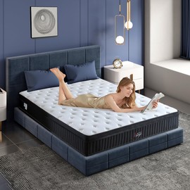 Juego Full Mattress 12 Inch Hybrid Memory Foam Mattress Full Size Bed in A Box, Black