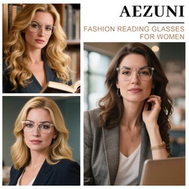 AEZUNI 6.00 Retro Oversized Reading Glasses for Women Classic Large Frame Readers 100 150 200 250 300 350 400 500 600 (Transparent)