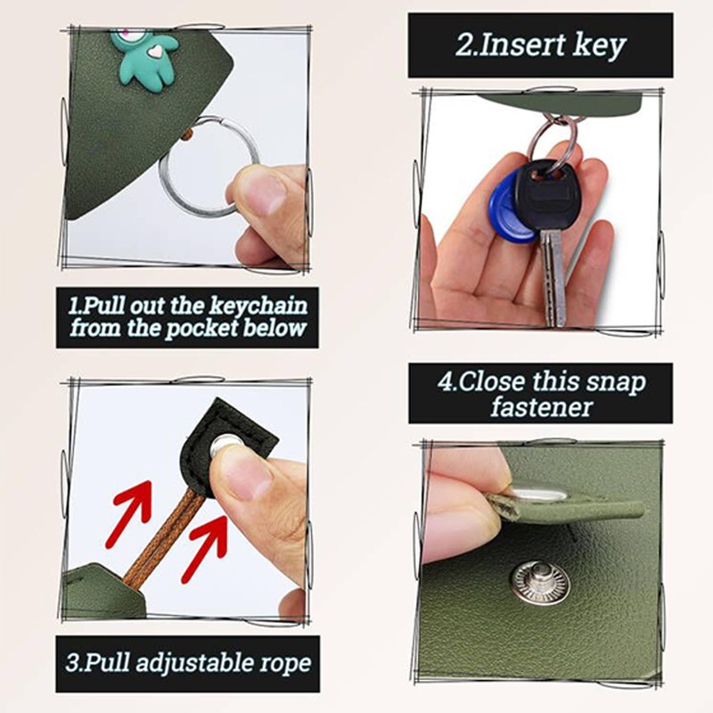 AdiStylinno 4 Pcs Car Key Cases, Cute Creative Pull Out