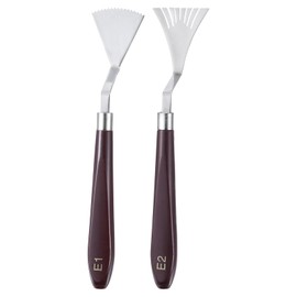 HARFINGTON 2pcs E1 E2 Painting Palette Knife Set Stainless Steel Art Spatula Painting Pallet Knives Scrapers Tools with Plastic Handle for Acrylic Oil Canvas Mixing Spreading