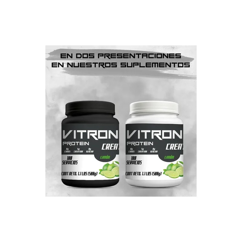 Creatina Monohidratada 500g Vitron Protein 100servis Polvo