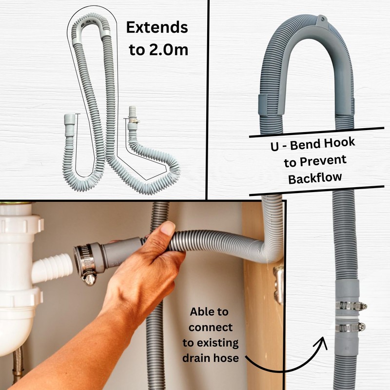 Universal Drain Hose Extension Kit, Stretchable Replacement or Extension Waste