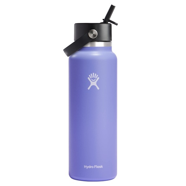 Hydro Flask 40 oz Wide Mouth with Flex Straw Cap Stainless Steel Reusable Water Bottle Lupine - Vacuum Insulated, Dishwasher Safe, BPA-Free, Non-Toxic
