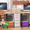 3IngSeagulls 5-Tier Rolling File Cart with Hanging File Folders, Mobile