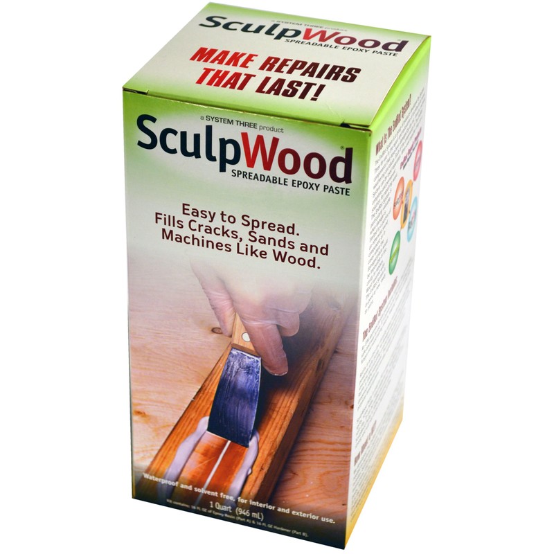 System Three SculpWood Paste Wood Epoxy Filler, 1 Quart Kit