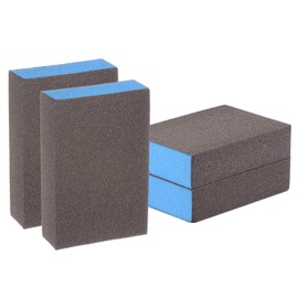 sourcing map 4pcs Sanding Sponge Blocks #180 (500-600 Grits) Wet/Dry Hand Sanding Sponges, 100x70x25mm Foam Sanding Block Pad for Polishing Kitchen Metal Wood Drywall Furniture, Brown&Blue