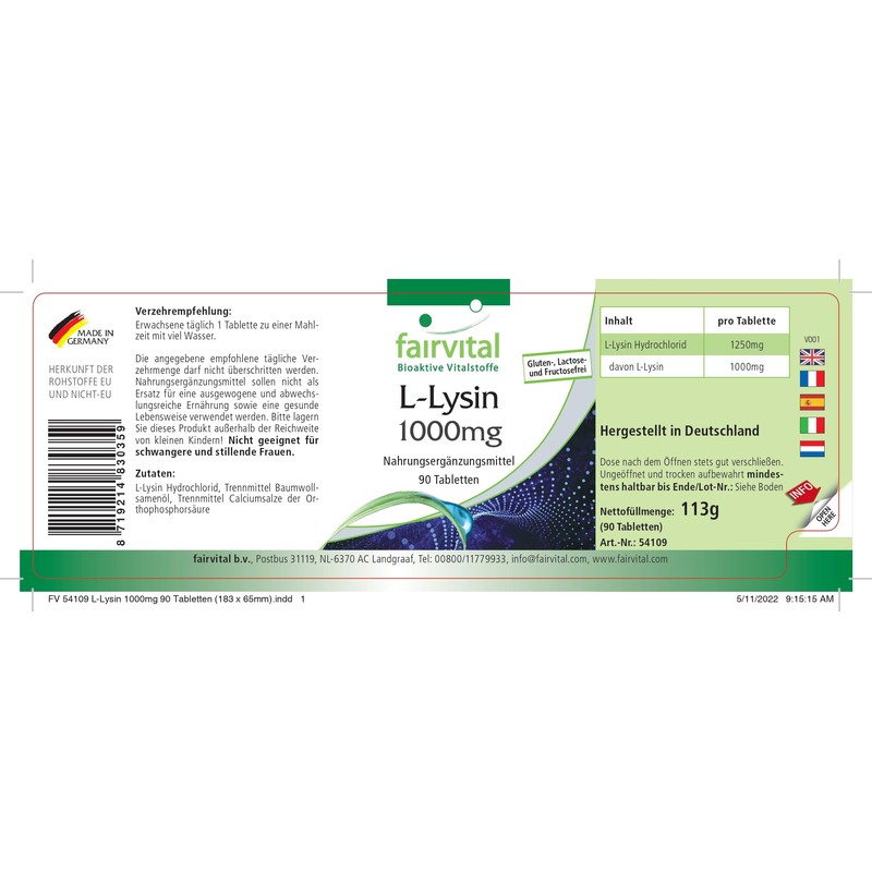 Fairvital High Dose Lysine – 1000 mg – High Dose