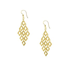 Savlano 925 Sterling Silver Diamond-Shape Chandelier Drop Earrings-18K Gold Plated Geometric Dangle Earrings for Women Comes with Gift Box- Made in Italy
