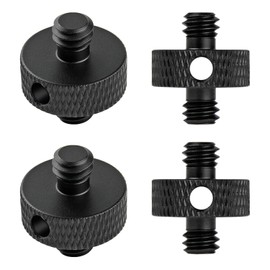 Rigych 1/4 Inch Male to 1/4 Inch Male Screw Tripod Adapter with Hole, Camera Thread Adapter for Camera Tripod Monopod, Microphone Stand, Lamp Tripod, DSLR 4 Pieces
