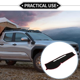 VekAuto Dash Cover Compatible for Toyota Tacoma 2005-2015, Non-Slip Polyester Black Red Center Console Dashboard Cover Pad Carpet