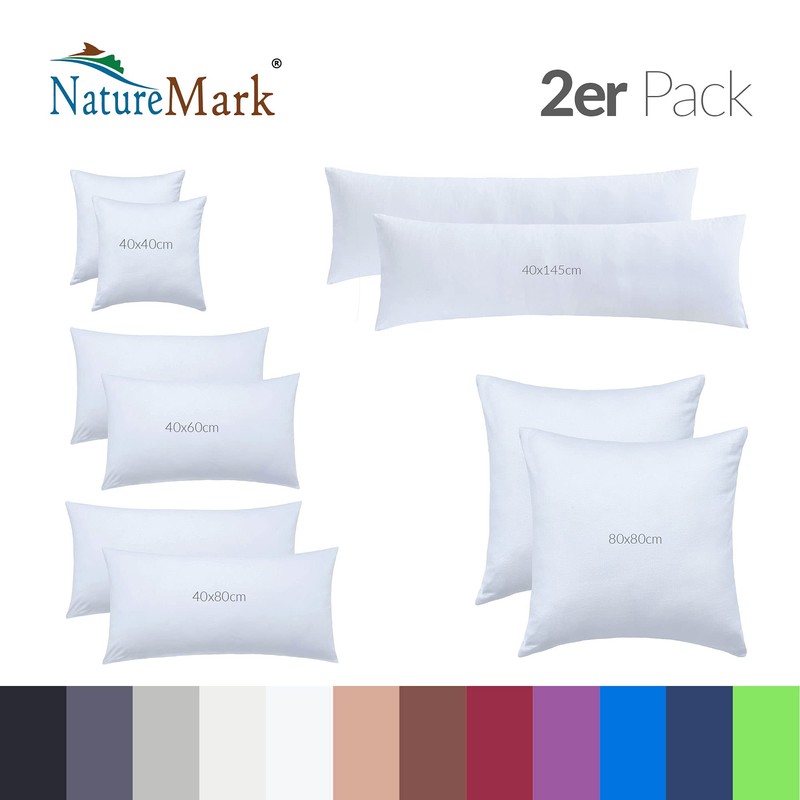 NatureMark Pack of 2 Jersey Cushion Covers, Side Sleeper Pillows,