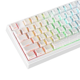 MOLGRIA Contour Line Keycaps, 98 Set Custom PBT Cherry Profile Double-Shot Light Shine-Through Key Caps with South-face Print for 61/68/75/87/98 Mechanical Gaming Keyboard ANSI Layout(White)
