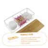Ciieeo Bamboo Storage 3 Sections for Cotton Pads Compact Bathroom