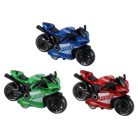 Gorise Pull Back Motorcycle Toy Power Mini Model Children's Gift Set Red + Blue + Green