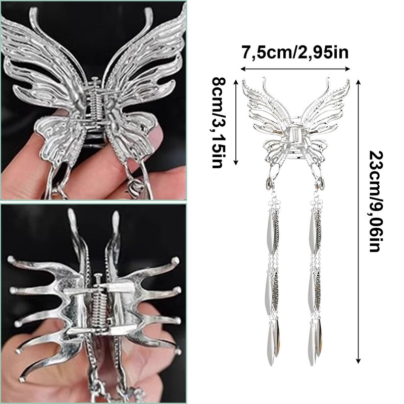 Pack of 2 Butterfly Hair Clips with Tassel Hair Clips