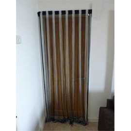 String Curtain Dew Drop Black / Silver Grey Divider or Window Curtain Panel 90x240cm Perfect as Fly Screen