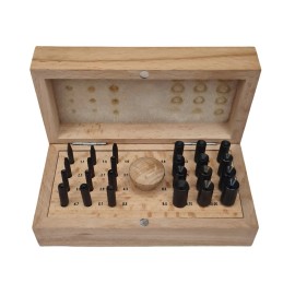 bestbuywholesalers Bezel Setting Tool Punch Set with 24 Punches in Wooden Box Size 1.1 mm to 10 mm