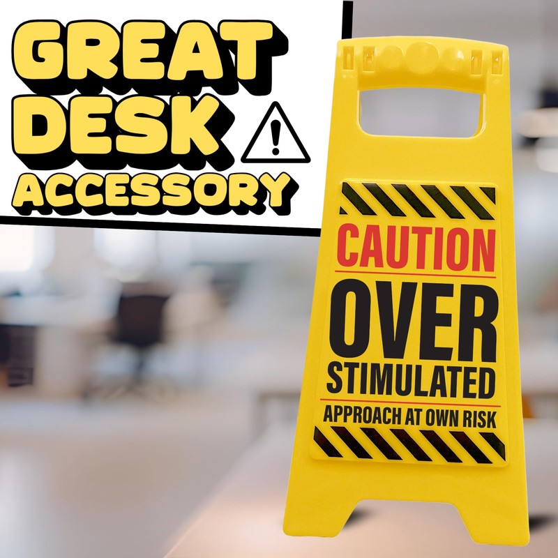 Boxer Gifts Overstimulated Approach at Own Risk Novelty Desk Sign