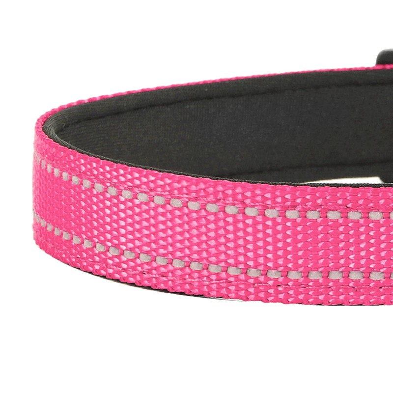 PWOD Reflective Dog Collar, Adjustable Soft Neoprene Padded Nylon Pet
