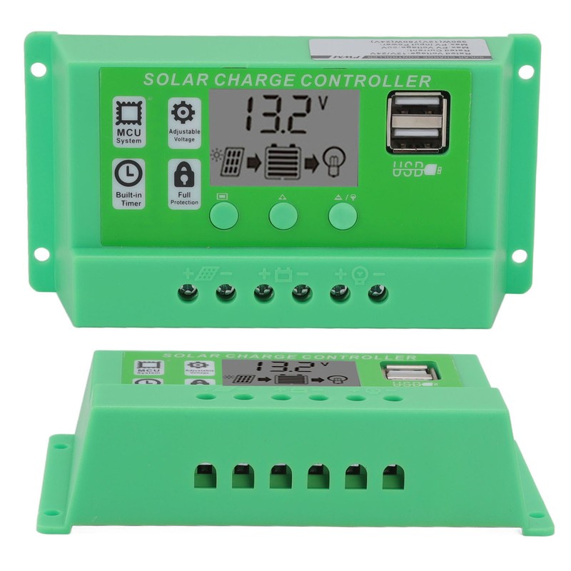 Green PWM Solar Charge Controller LCD Large Screen Display Photovoltaic