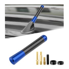 Gasedin Car Short Antenna, 3.14" Carbon Fiber Antennas Replacement with Aluminum Screw, AM/FM Radio Reception Antenna for Most Cars, SUVs and Trucks, Universal Accessories (Blue)