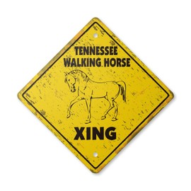 Tennessee Walking Horse Vintage Crossing Sign Zone Xing | Indoor/Outdoor Plastic | 12" Tall Rustic Lover Ranch Pony