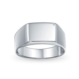 Bling Jewelry Mens Square Classic Signet Band Sterling Silver Ring