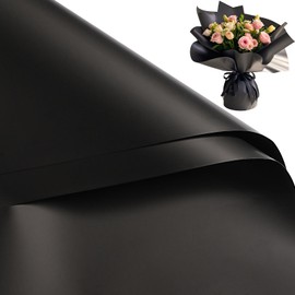 RUSPEPA 20 Sheets Flower Wrapping Paper, Waterproof Floral Bouquet Wrapping Paper, Florist Supplies Packaging for Birthday, Party, Wedding and DIY Crafts - Black