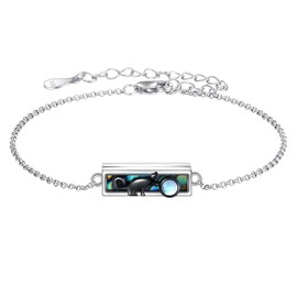 YFN Moon Phase / Tulip / Cat / Moon / Star / Butterfly / Rosette / Brother Bracelet Sterling Silver Moon Jewellery Mother's Day for Mum, Sterling Silver, No gemstone