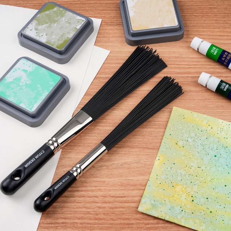 2Pcs/Set Splatter Brush Abstract Art Brush |Flat/Round Splatter Brush| for
