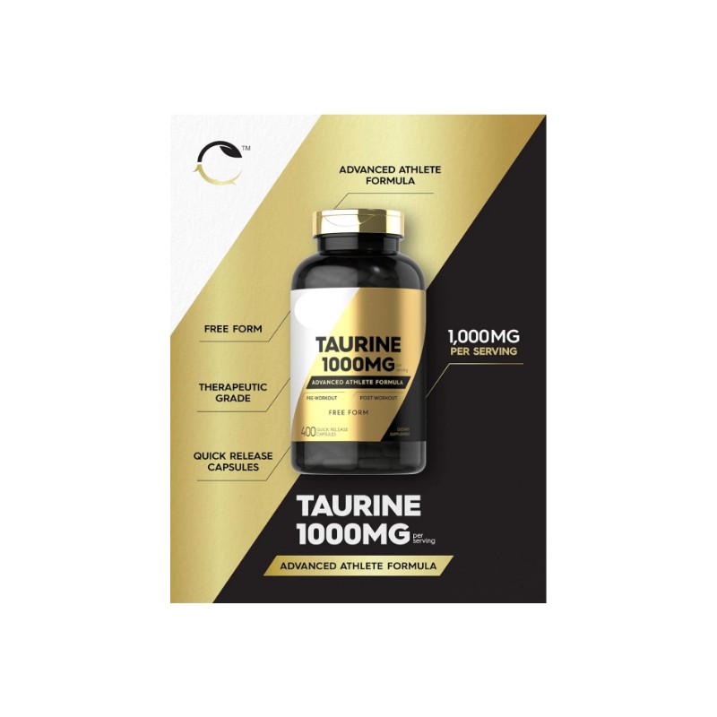 Taurine 1000mg | 400 Capsules | High-Potency - Free Form