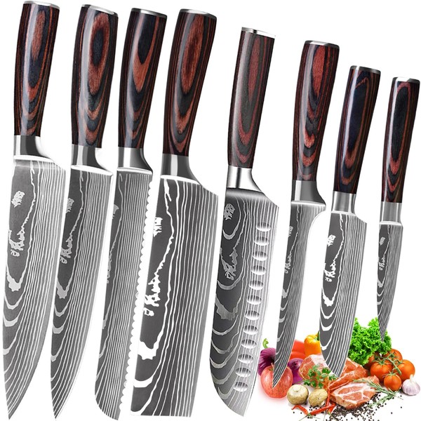 BFYLIN 8 Pcs Knife Set, Professional Kitchen Chef Knife Set,