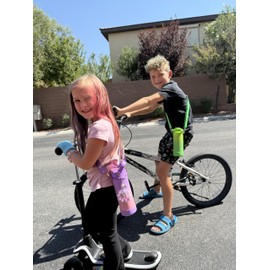 Mininoo Insulated Stainless Steel Kids Water Bottle for School with Straw Lid & Strap, 50 Stickers, 18 oz(Purple/Sky)