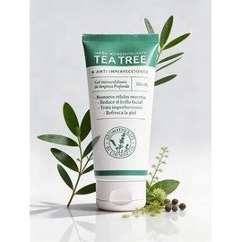 Exfoliante Facial Tea Tree, Limpieza Profunda, con Aceite Esencial de Tea Tree, Manzanilla y Aloe Vera, Reduce Impurezas, Uso Diario
