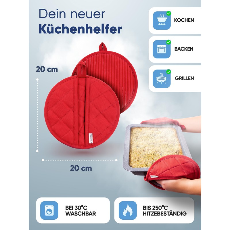 WOHNHELD® Pot Holder Set [Extremely Heat Resistant 250°C] Set of