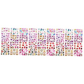 Minkissy 90pcs Colorful Watercolor Butterflies Nail Art Stickers for Women Easy to Apply Nail Decals for Creative Manicure Designs Floral Wraps for Decor
