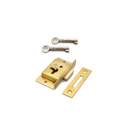 Half Mortise Chest Lock Half Mortise Cabinet Furniture Lock Premium Quality Made of Heavy Duty Brass - Small Antique Lock - with Cast Brass Strike Plate - 2 Keys - Drawer Locks and Left-Hand Doors