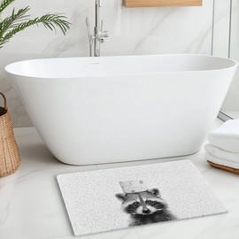 INDAJEDN Funny Raccoon Door Mat, Raccoon Bath Mat, Funny Woodland Wildlife Animal Doormat for Bathroom Kitchen Entryway Indoor Outdoor Entrance Decor, 17x30 Inches