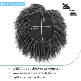 Ms Taj 7Inch Short Dreadlock Hair Topper Wig for Men Synthetic Dreadlocks Hair Wiglets Hairpieces Short Locs Hair Toppers for Men with Thinning Hair（Grey）