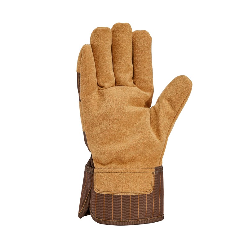 Carhartt Isolierter Herren-Handschuh aus synthetischem Wildleder, Sicherheitsmanschette, Braun, RR Stripe,