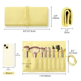 WiseBoy - Soporte para brochas de maquillaje, organizador con correa para cinturón, Amarillo