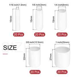 sourcing map 100pcs Round Rubber End Caps Protective Caps 1/16" 1/8" 1/4" 1/2" 1" White Screw Thread Protectors