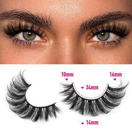 Natural False Eyelashes Cat Eye Lashes Fluffy Mink Lashes Pack Wispy Fake Eyelashes 14 Pairs Strip False Lashes Multipack by TNFVLONEINS