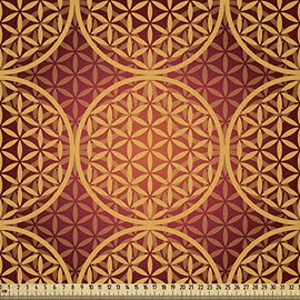 ABAKUHAUS Victorian Fabric by The Yard, Vintage Style Flower with Medieval Tones Rococo Baroque Esoteric Motif, Microfiber Fabric for Arts and Crafts Textiles Decor, 1M (230x100cm), Mustard Orange