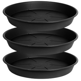 OVZILKI 3 Pack of Plant Saucer Tray 19 inch, Heavy Duty Plastic Pot Plant Drip Trays Saucers for for Indoors Outdoor, Plant Water Tray for Planters 16-19" (19", Black)